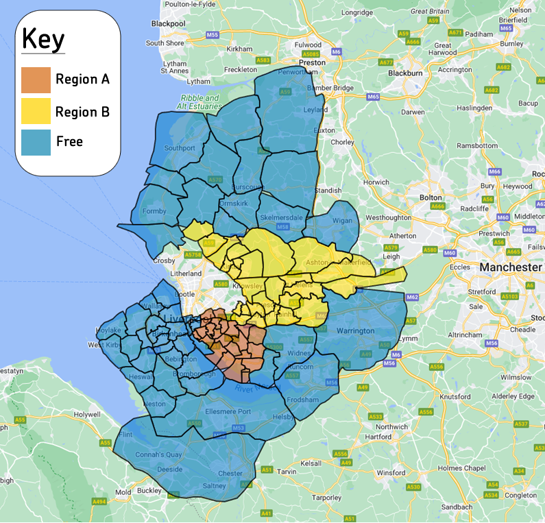 Delta regional operator fee scheme map